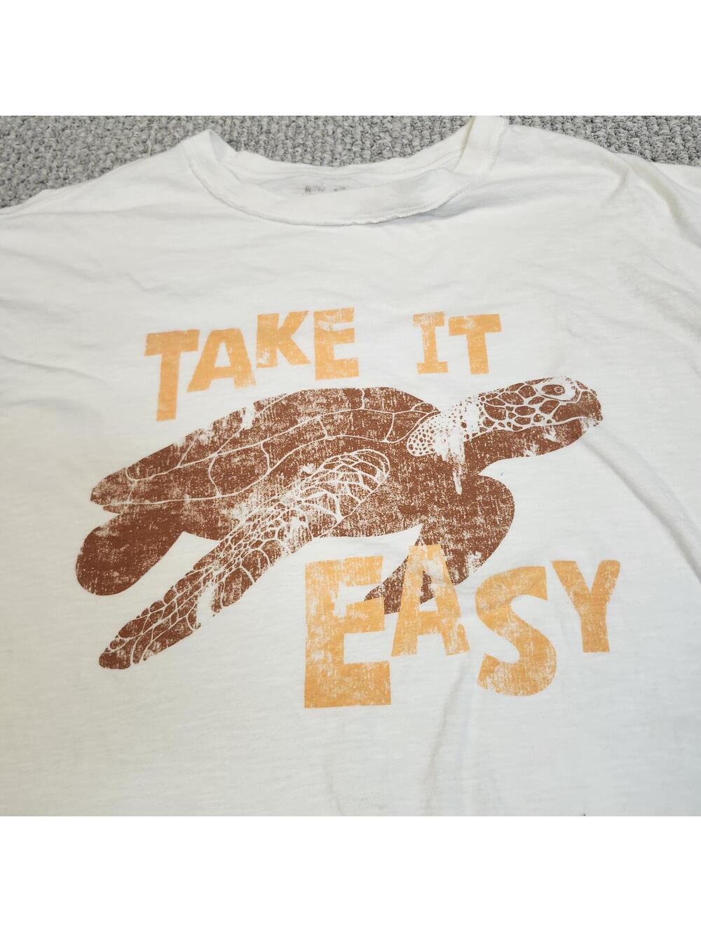 Aerie Take It Easy Turtle Graphic T-Shirt White Size XL - Picture 5 of 8